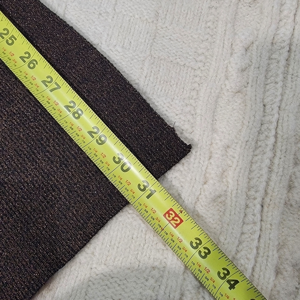 House of Harlow 1960 Bronze Black Ribbed Metallic Knit Midi Skirt Side Slit L - Picture 7 of 8